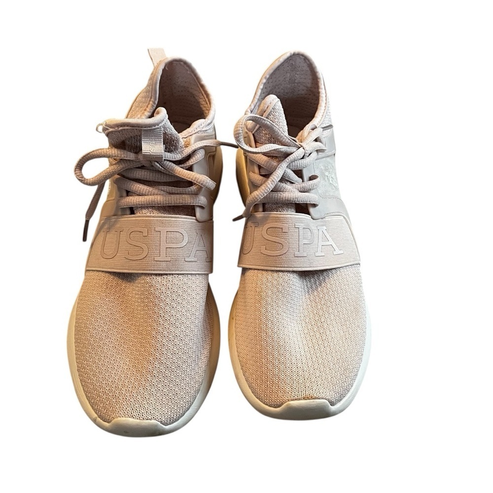 US Polo Assn Women’s 8.5 Pink Sneakers Lightweight Gold Accents Mesh Stretchy - Picture 11 of 12